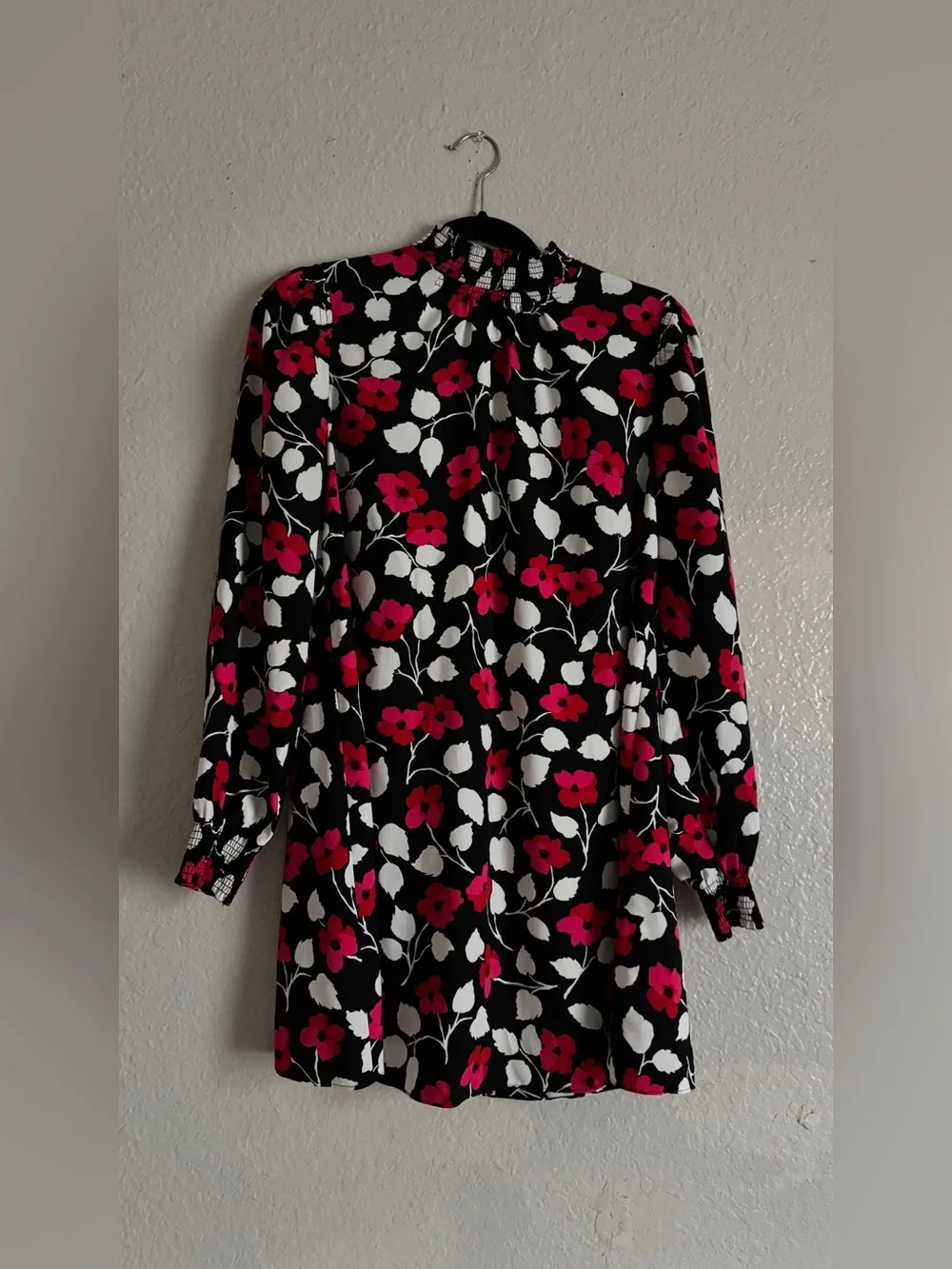 Kate spade Fleur Crepe Long Sleeve Floral Shift Dress